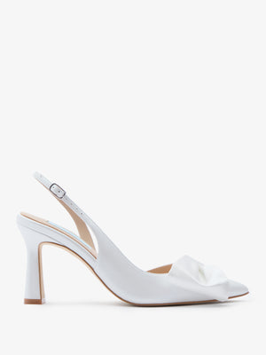 Charlotte Mills Mia Pearl Point Toe Slingback Bridal Shoe with Bow