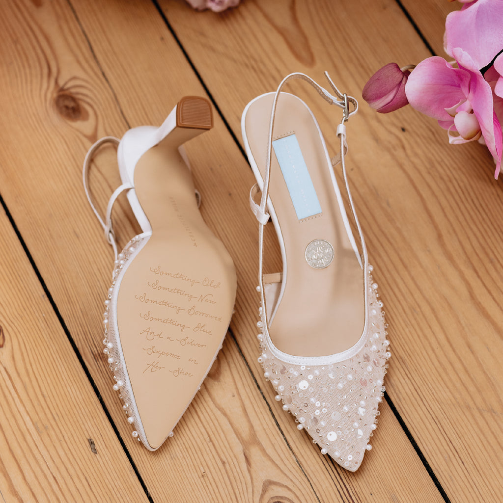 Charlotte Mills Neveah Embellished Mesh Point toe Bridal Shoe