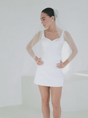CHARLOTTE MILLS AVA - Ivory Plain Tulle Fingertip Length Veil