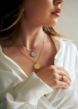 Charlotte Mills gold sixpence necklace
