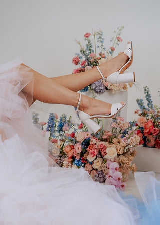 crushed pearl glitter block heel wedding shoe Charlotte mills